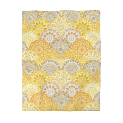 Winter Golden Yellow Mandala Duvet Cover - Bright and Cheerful Bohemian Bedding