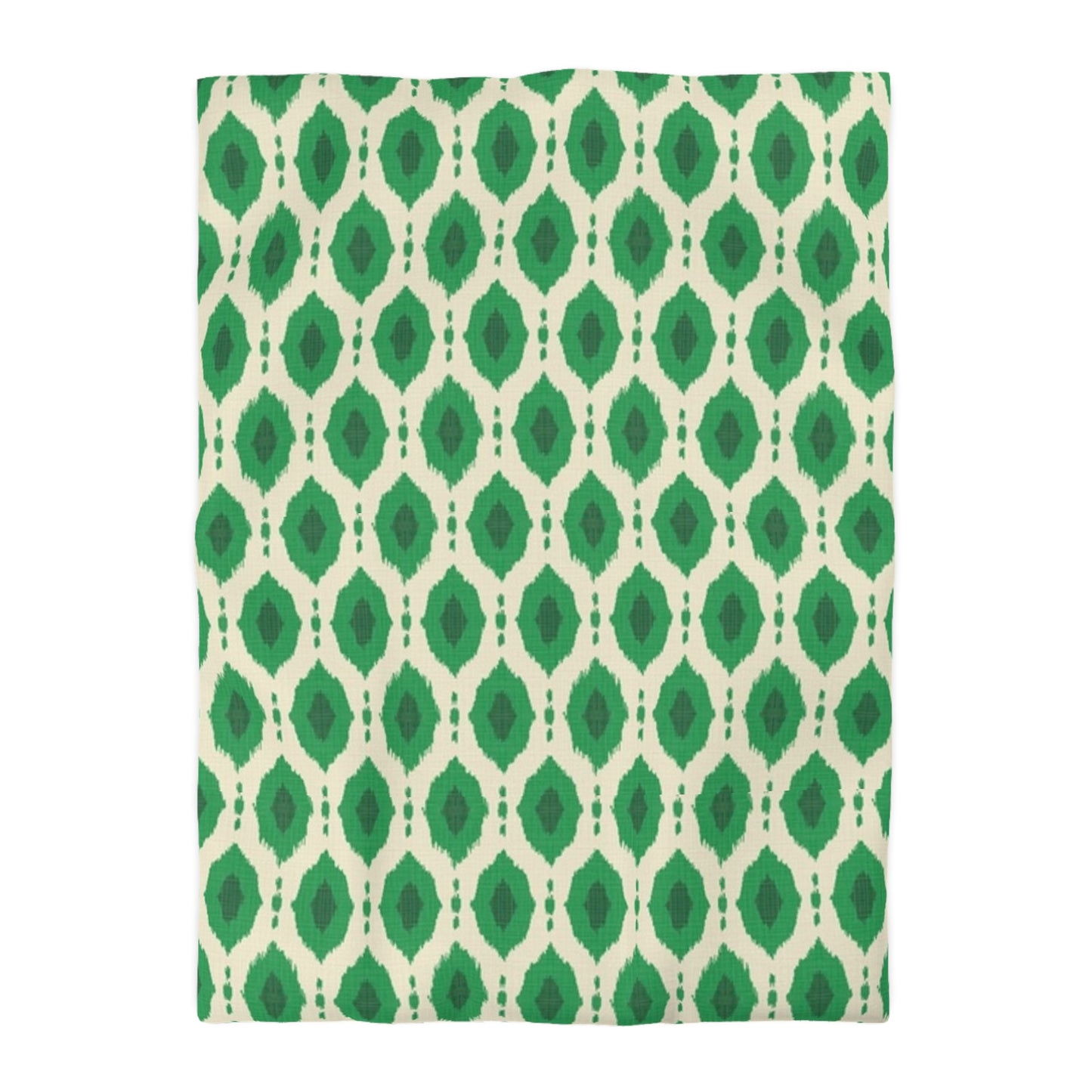 Kelly Green Ikat Motif Duvet Cover - Exotic Bohemian Home Decor