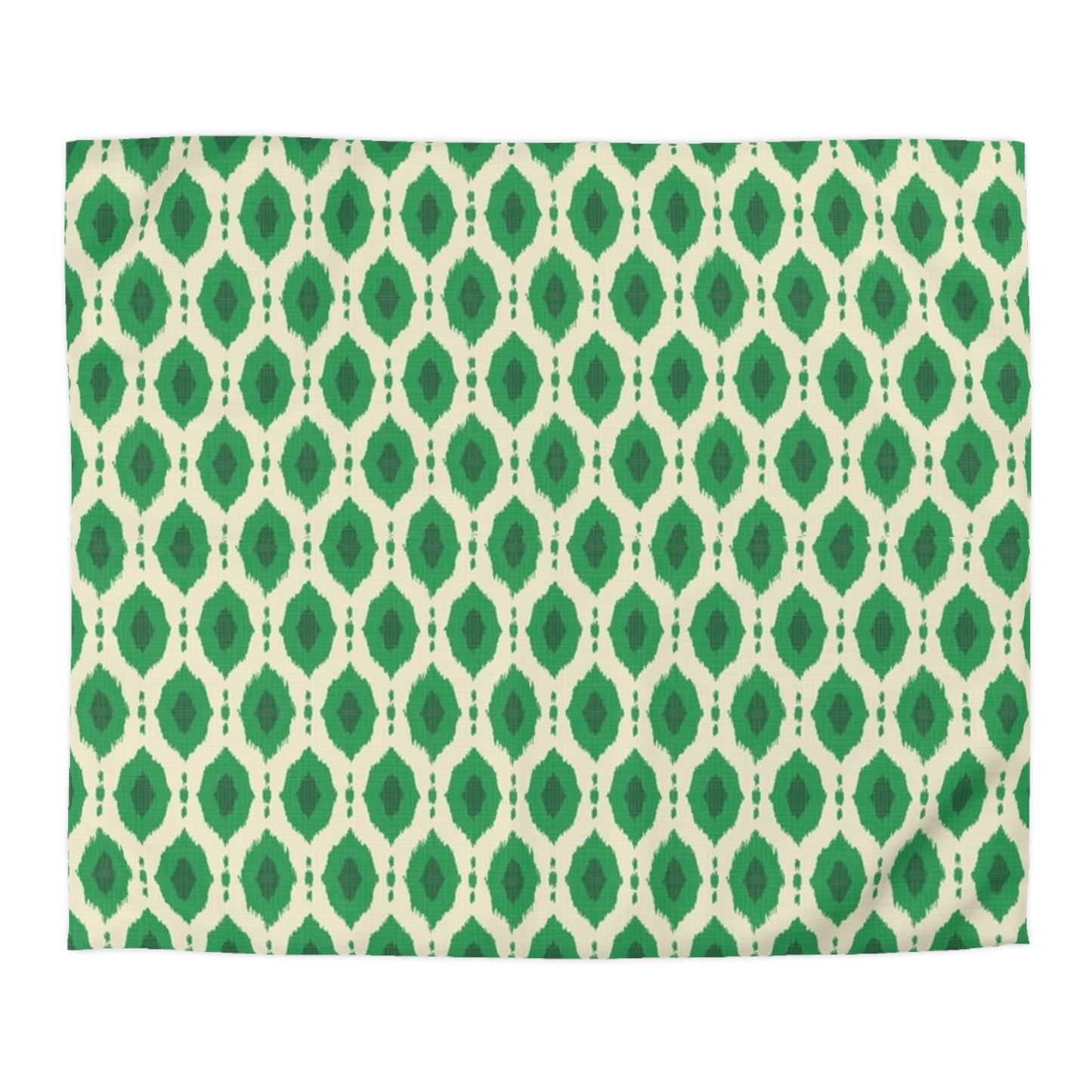 Kelly Green Ikat Motif Duvet Cover - Exotic Bohemian Home Decor