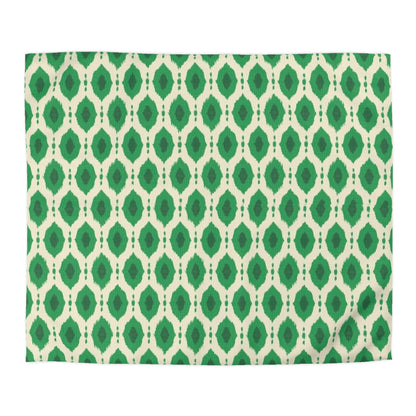 Kelly Green Ikat Motif Duvet Cover - Exotic Bohemian Home Decor