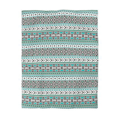 Tribal Aztec Mint Green Duvet Cover - Soft and Vibrant Mint Green Bedding