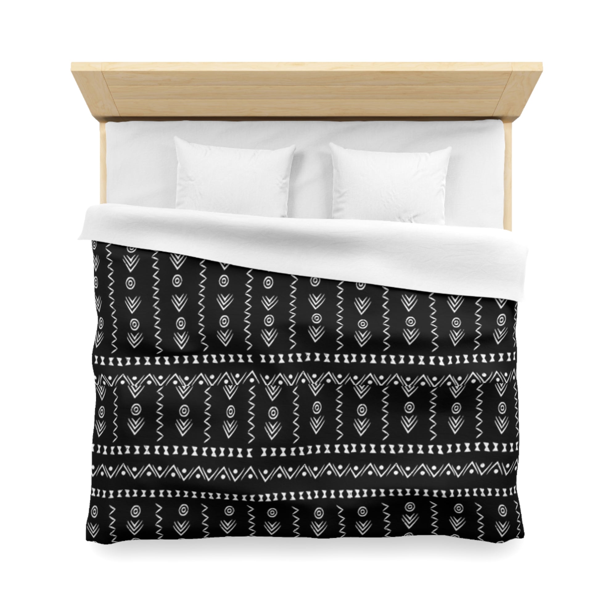 Tribal Black and White Boho Duvet Cover - Bold and Modern Global-Inspired Bedroom