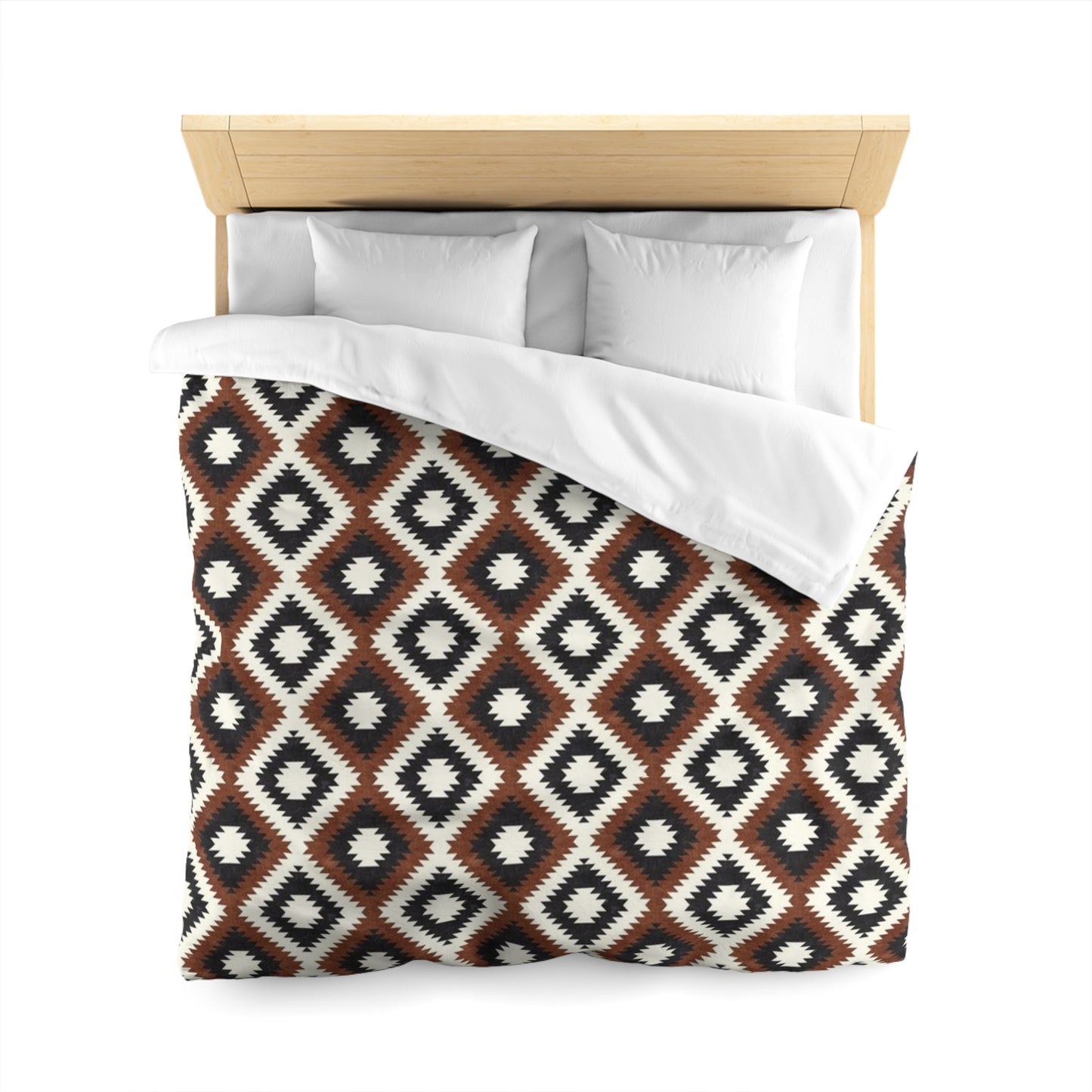 Microfiber Duvet Cover - Aztec Neutrals Inkwell and Brandywine