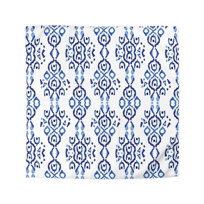 Blue Indigo Ikat Microfiber Duvet Cover - Soft and Vibrant Global-Inspired Microfiber Bedding