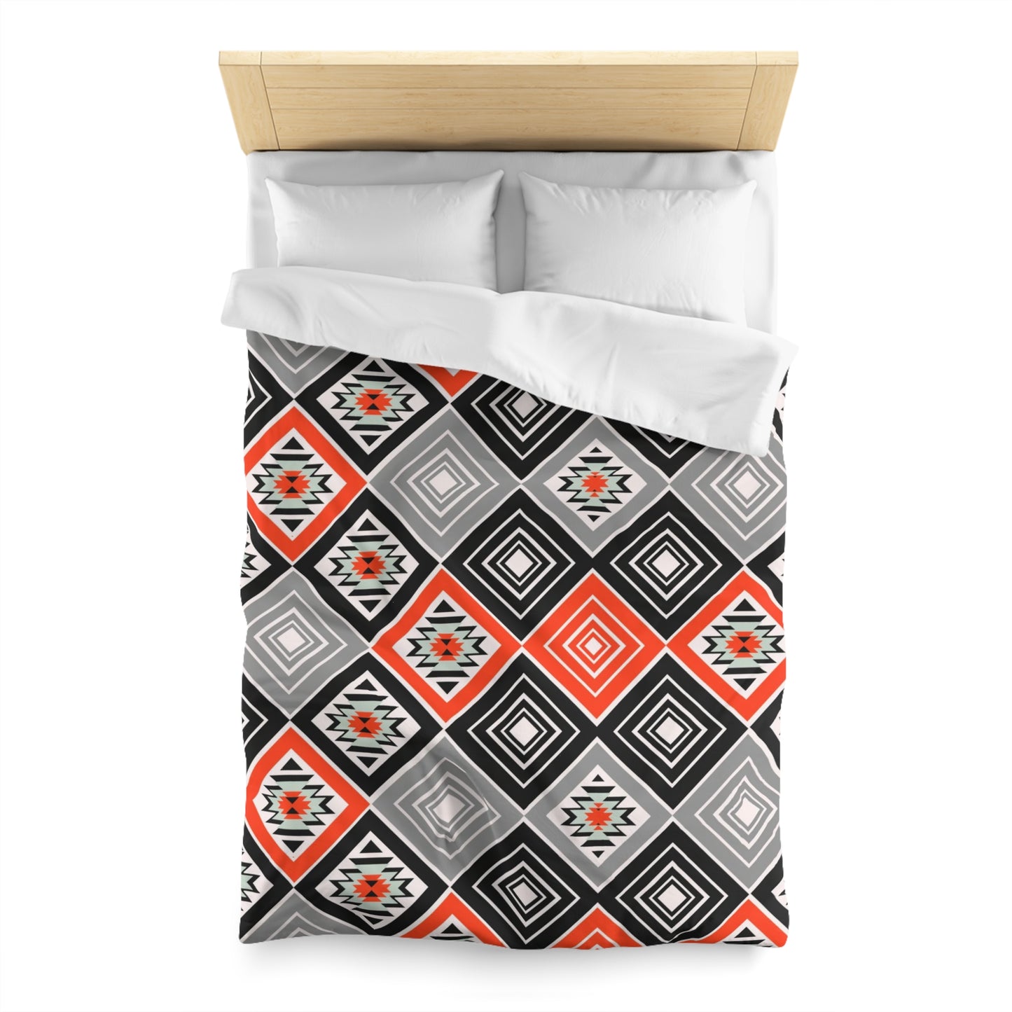 Tribal Aztec Diamond Geometry Duvet Cover - Cultural Heritage Inspired Bedding