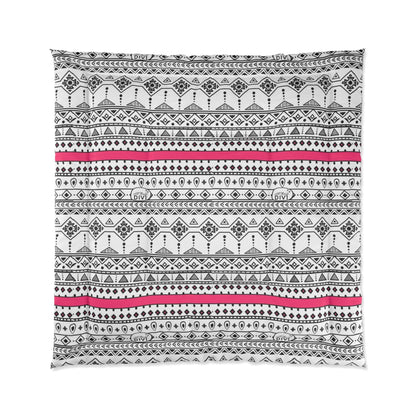 Aztec Print with Pink Ribbon Microfiber Polyester Comforter Set - Stylish Southwestern Inspired Bedroom Furniture for Women