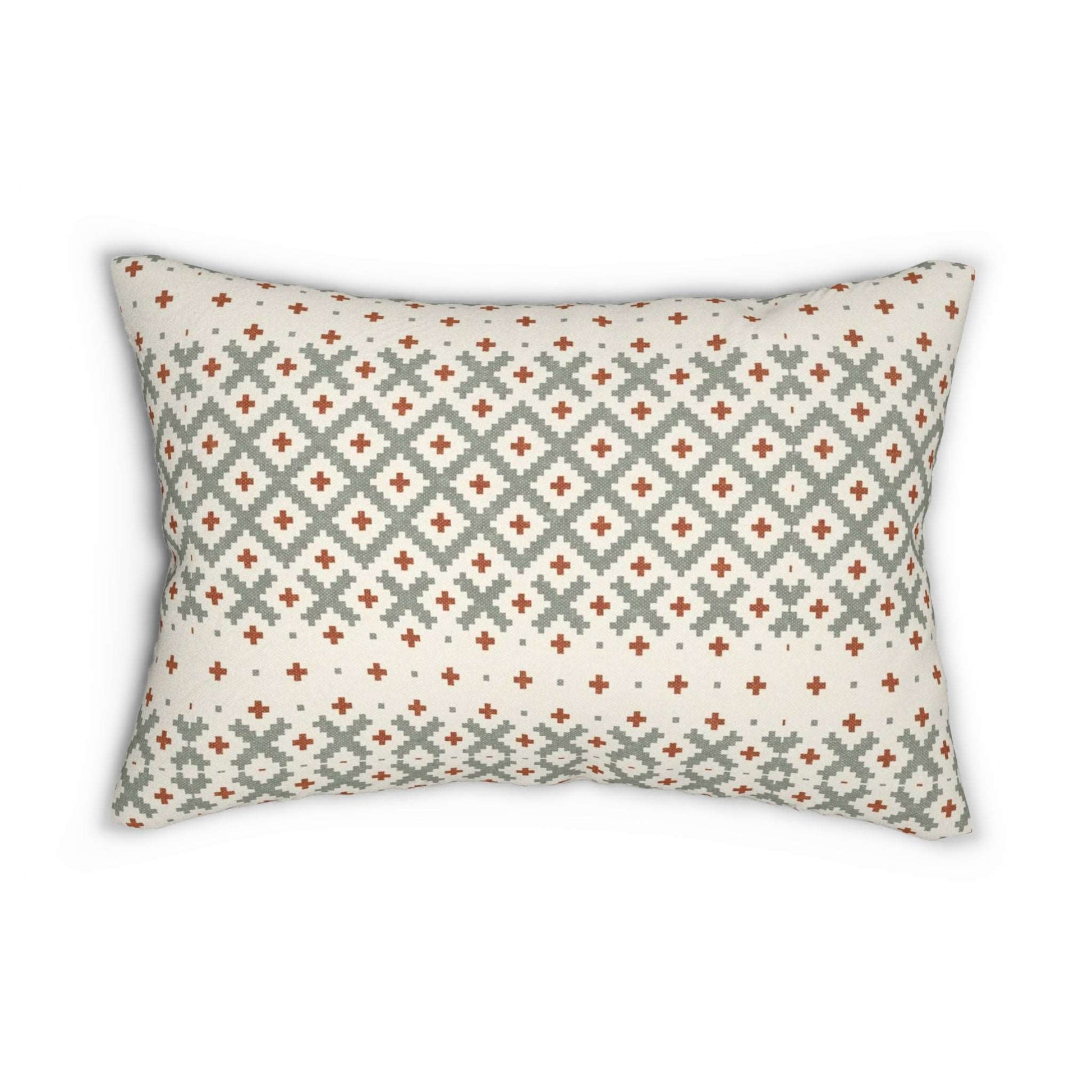 Aztec Gradient Pattern Sage and Ginger Spun Polyester Lumbar Pillow