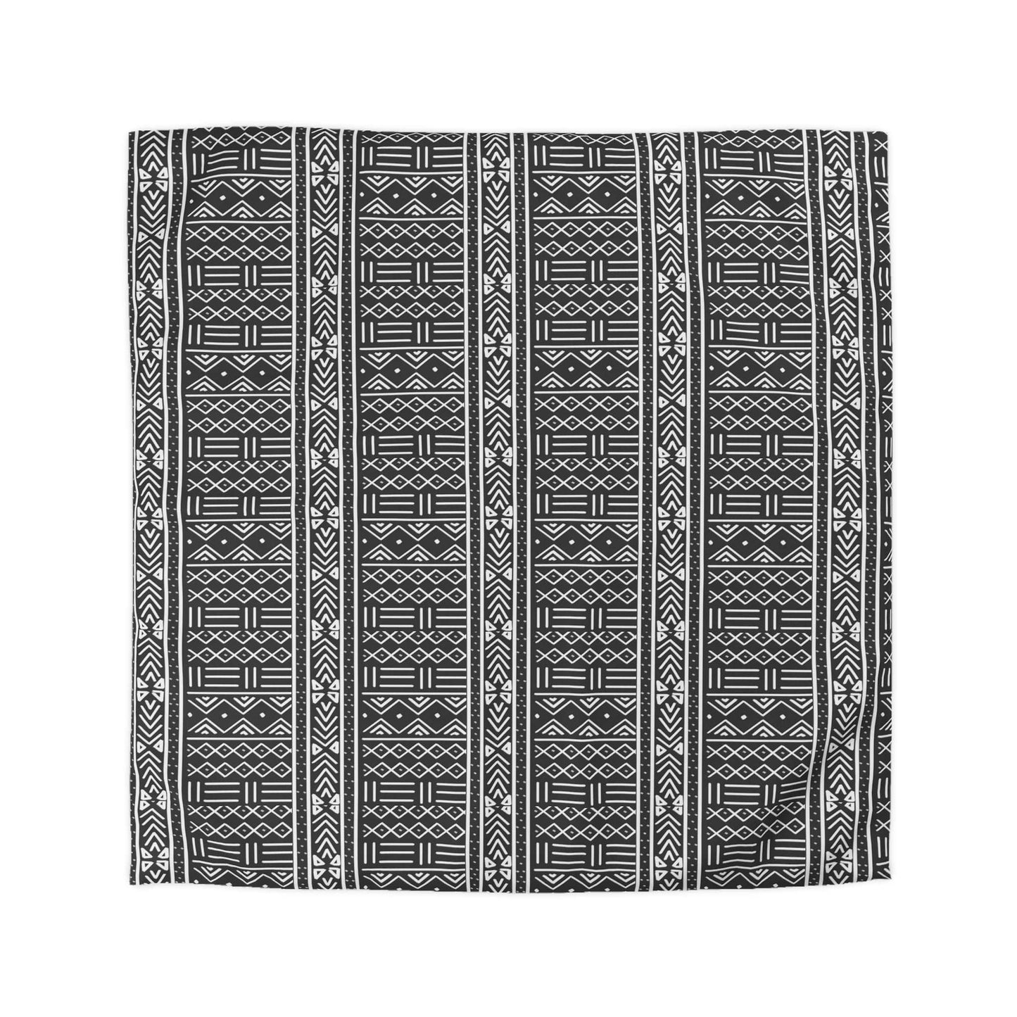 Boho Chic African Mud Cloth Charcoal Grey Duvet Cover - Hand-Printed Tribal Pattern, Soft and Breathable, Luxury Home Decor