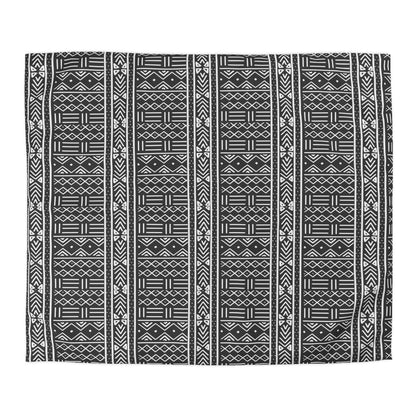 Boho Chic African Mud Cloth Charcoal Grey Duvet Cover - Hand-Printed Tribal Pattern, Soft and Breathable, Luxury Home Decor