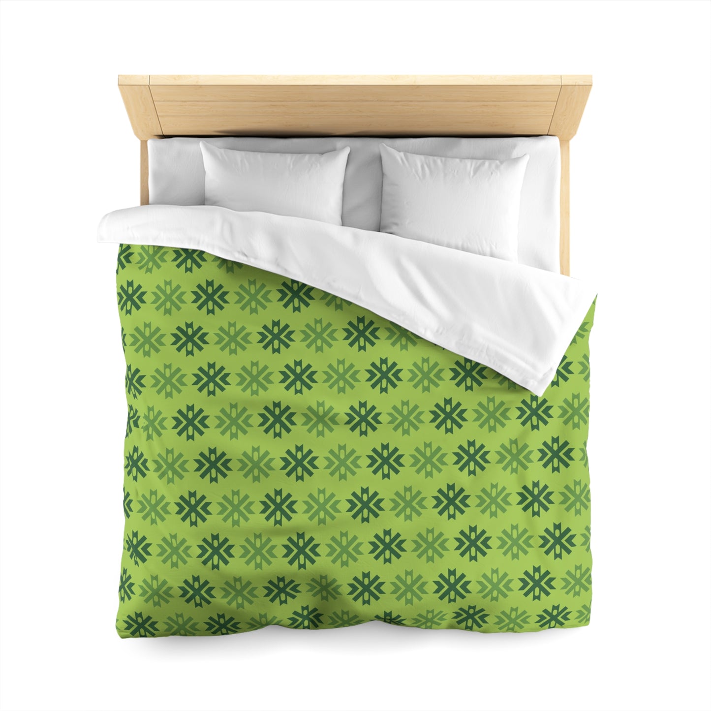 Geometric Pattern Seamless Variable Design, 100% Microfiber Duvet Cover, Green