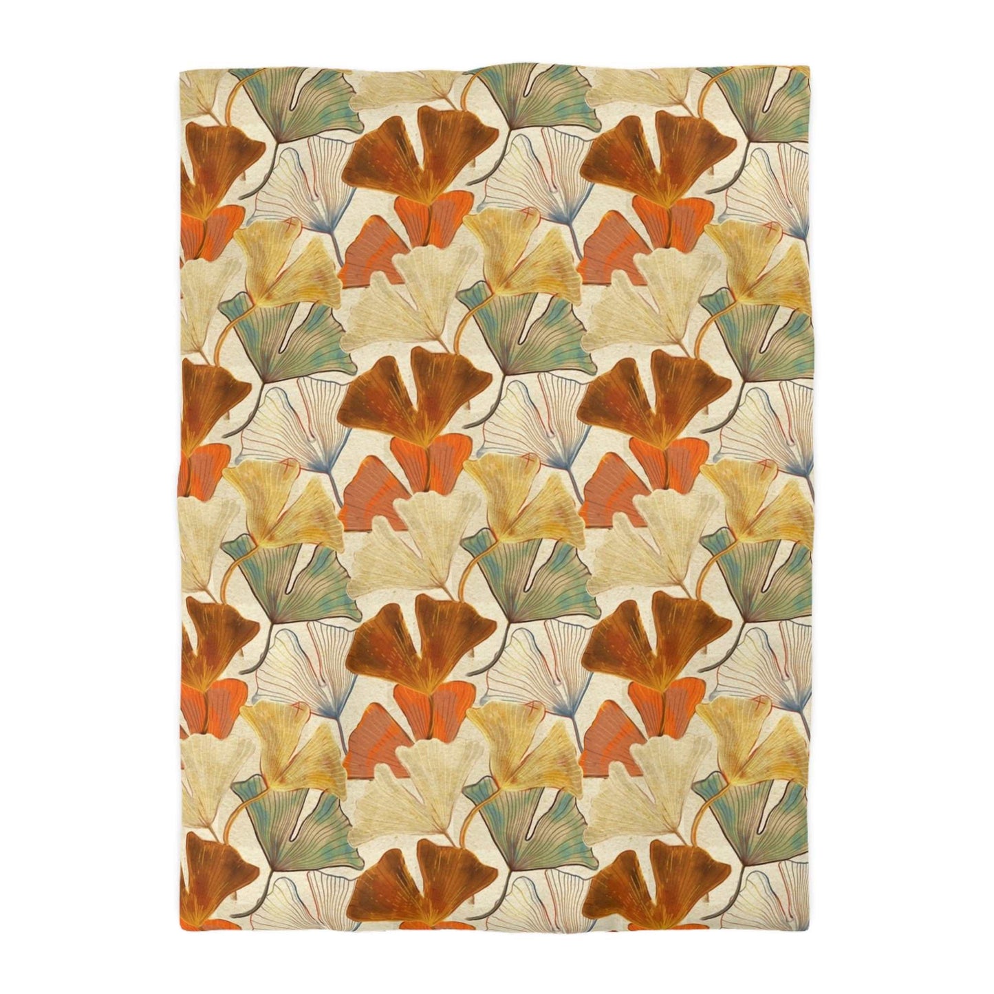 Autumn Ginkgo Leaves Duvet Cover - Fall Colors Watercolor Design, Cozy Seasonal Bedding