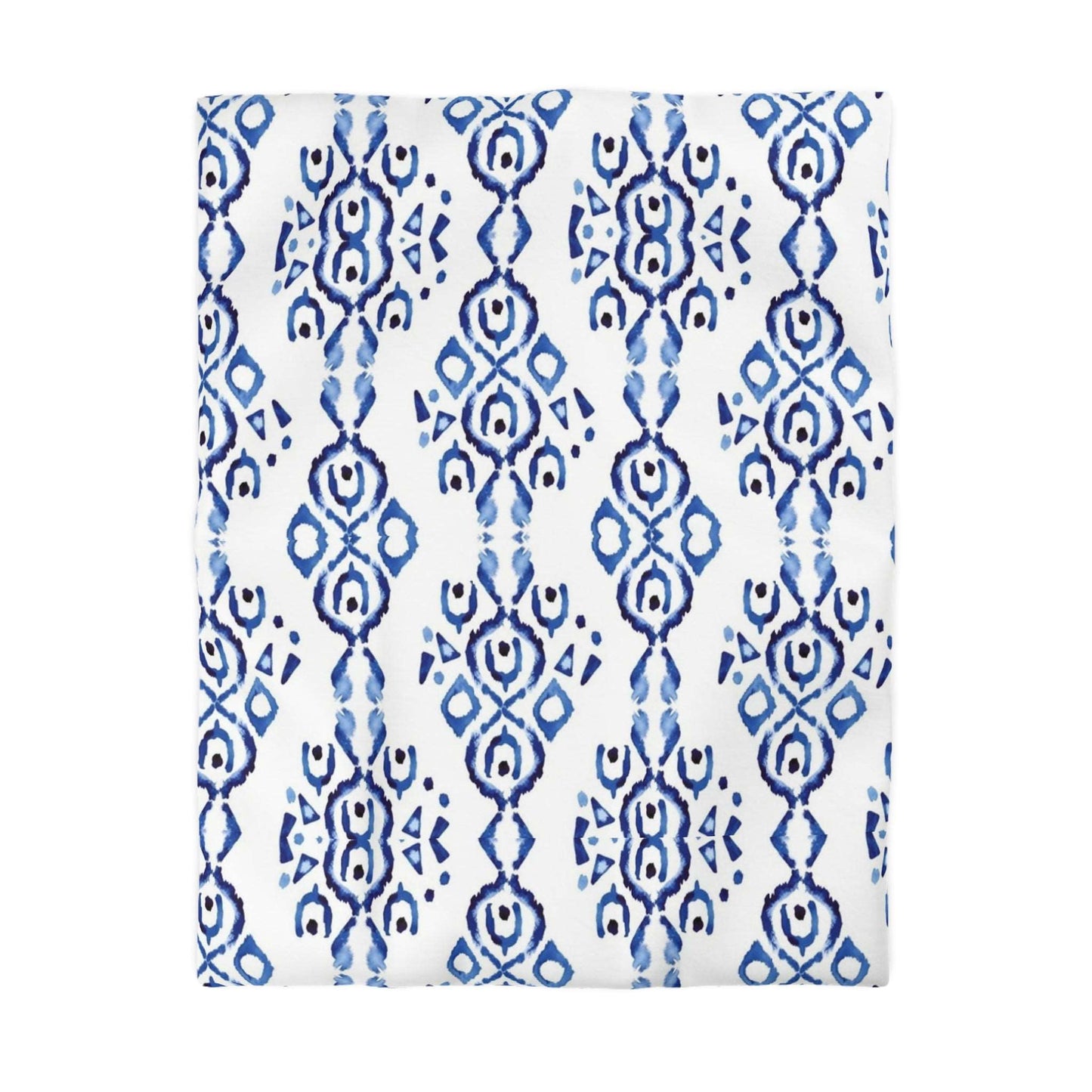 Blue Indigo Ikat Microfiber Duvet Cover - Soft and Vibrant Global-Inspired Microfiber Bedding