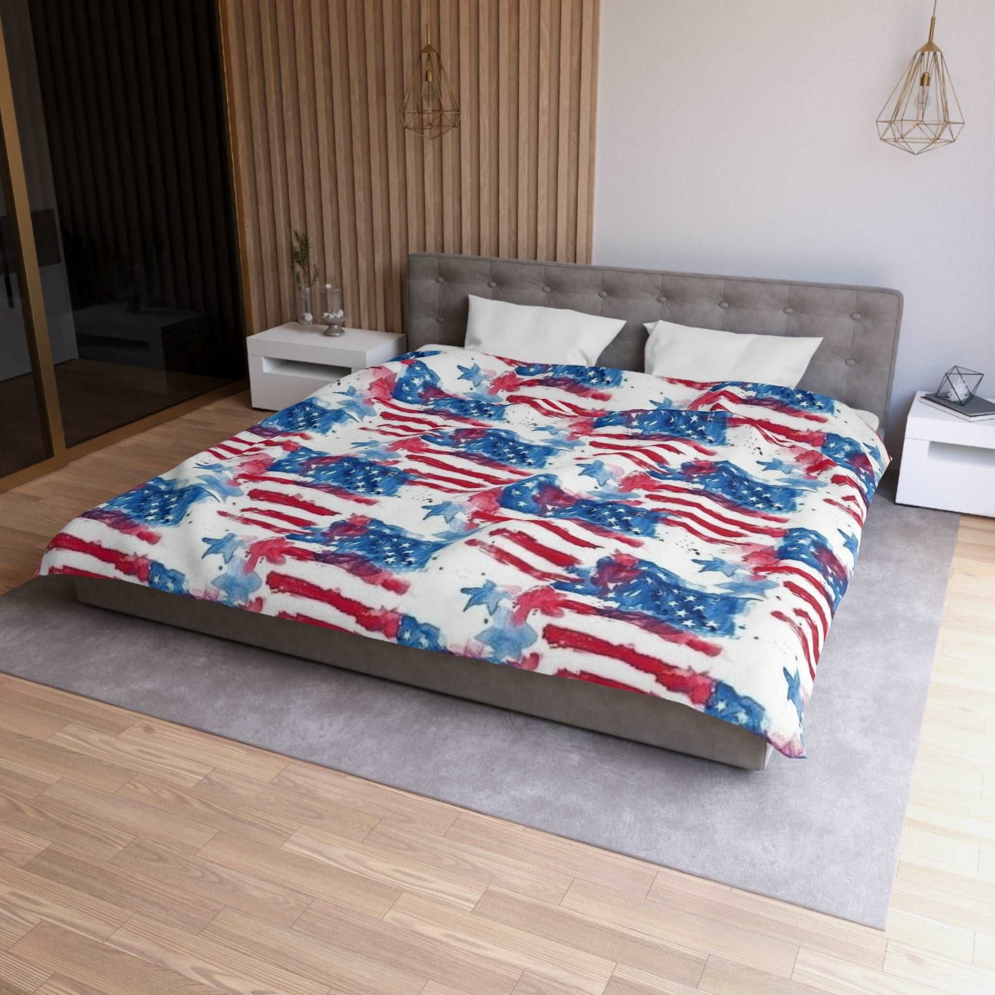 American Flag Red White Blue Stars Stripes 4th of July Duvet Cover