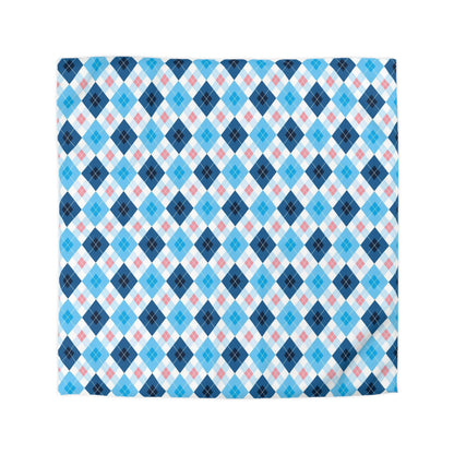 Winter Argyle Pattern Flat Sweater Knit Duvet Cover