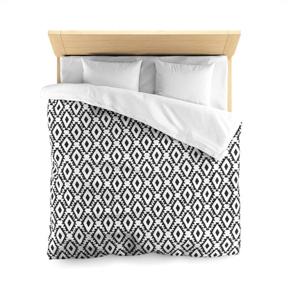 Aztec Inspired Geometric Duvet Cover - B&W Ethnic Tribal Bedding