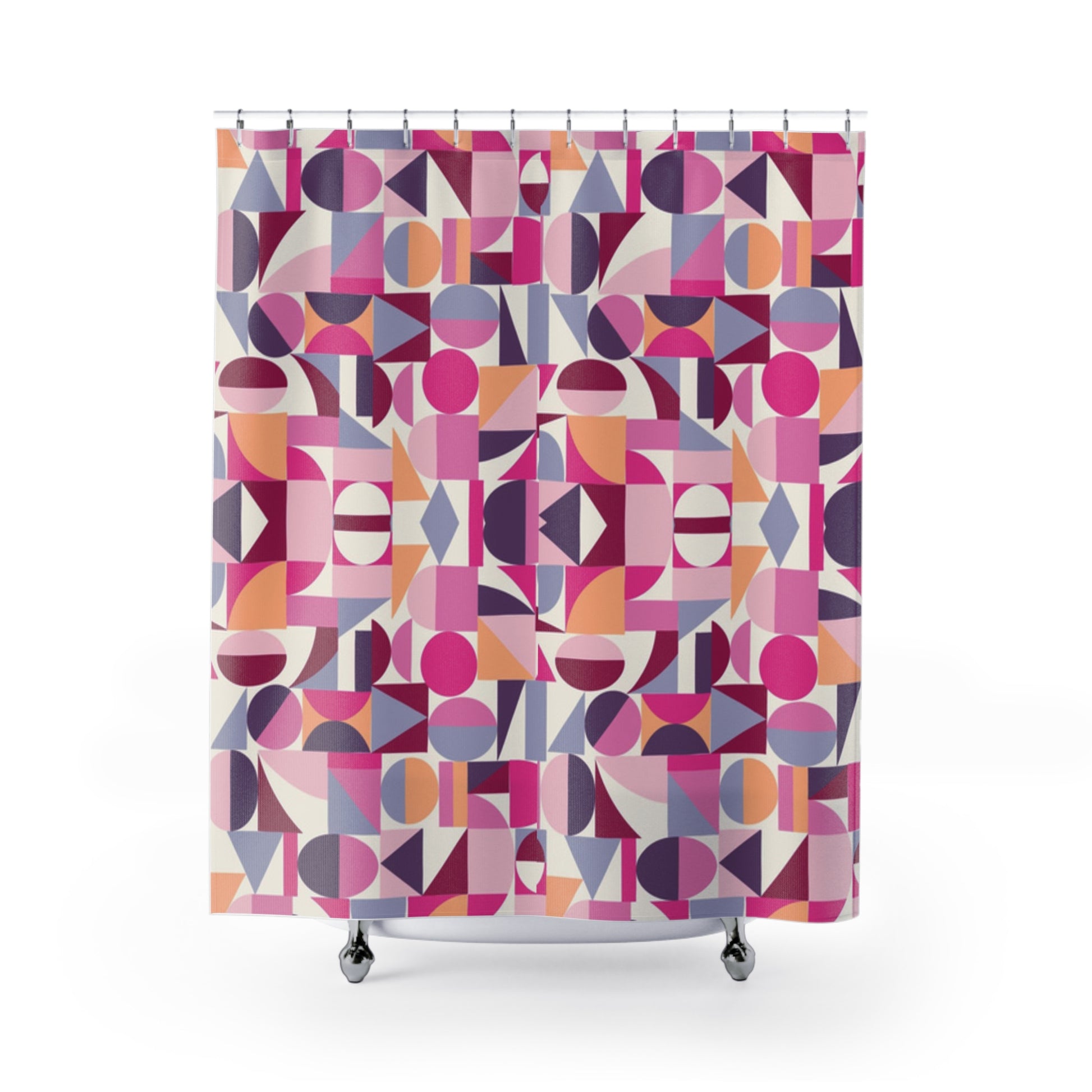 Fuchsia Bold Blocks Shower Curtain - Contemporary Bathroom Furniture, Geometric Color Block Pattern