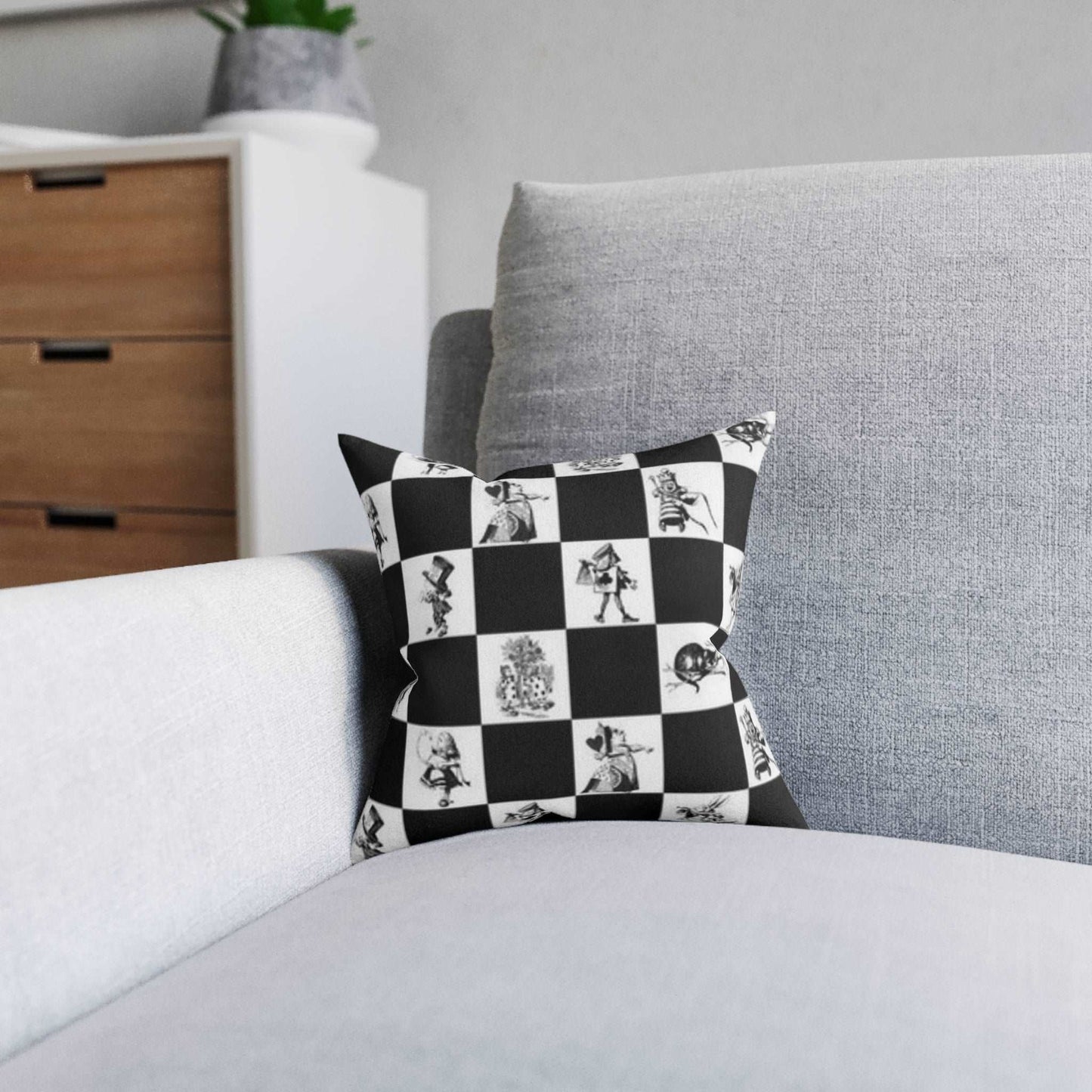 Checker Board Square Pillow - Alice Design