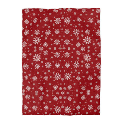 Duvet Cover - Traditional Christmas Background with Snowflakes