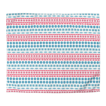 Tribal Aztec Blue Red Hand Painted Duvet Cover - Cultural Heritage Inspired Bedding