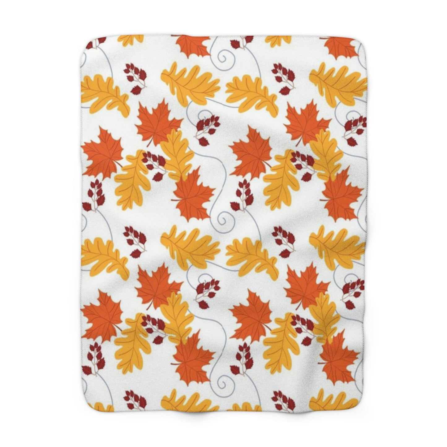 Fall Autumn Leaves in the Wind Sherpa Fleece Blanket - Warm White Accents Design