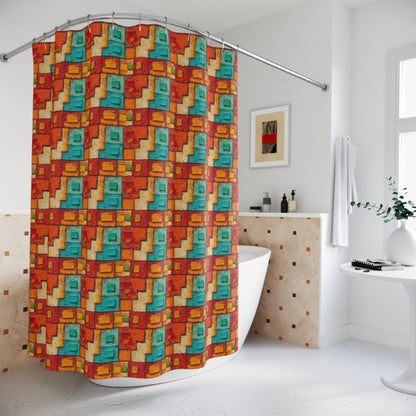 Fuchsia Bold Blocks Shower Curtain - Contemporary Bathroom Furniture, Geometric Color Block Pattern