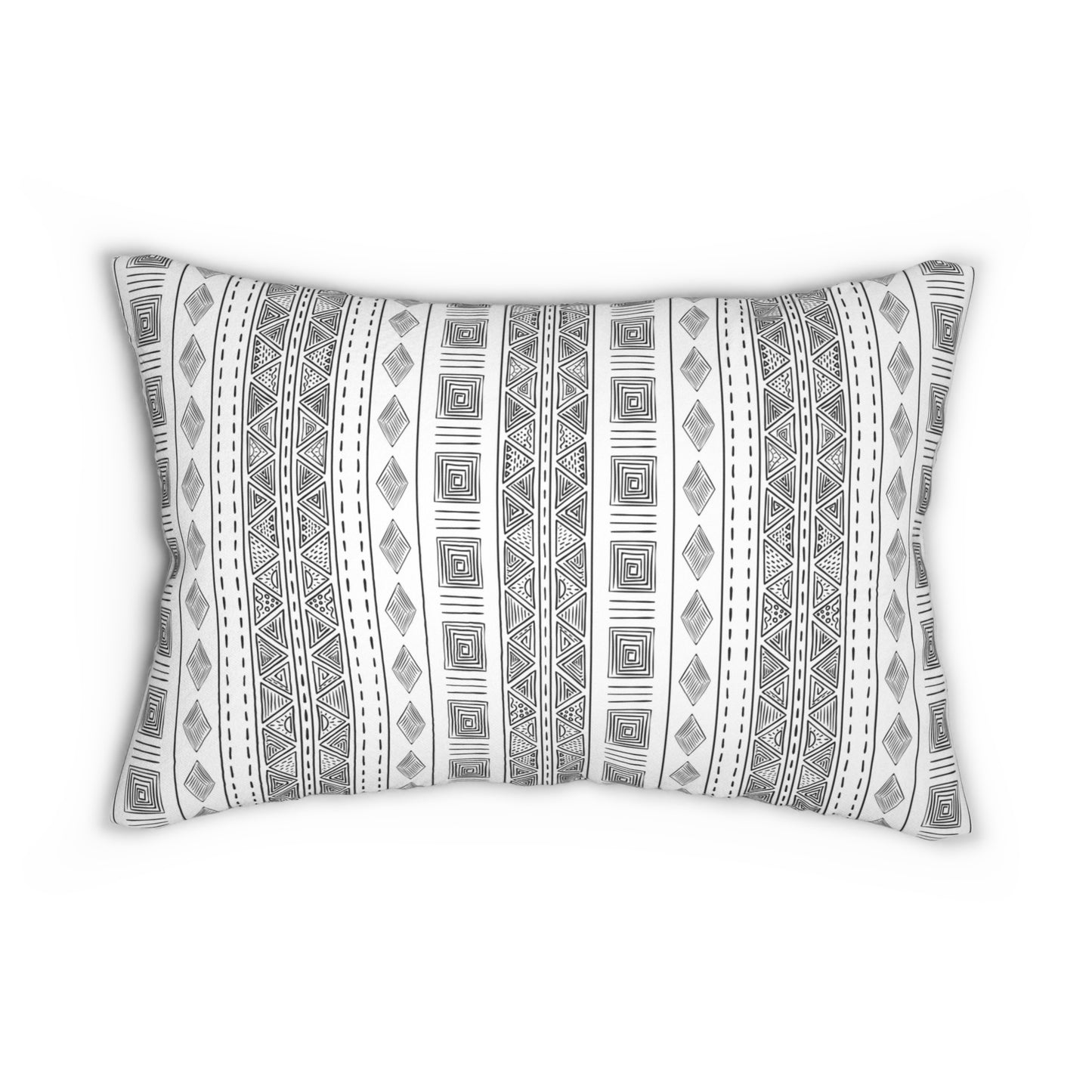 Geometric Boho Chic B&W Diamonds Pattern Spun Polyester Throw Pillow