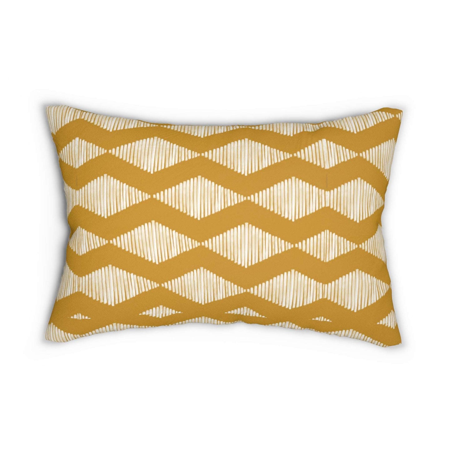 Acoustic Wave Pattern Mustard Spun Polyester Lumbar Pillow