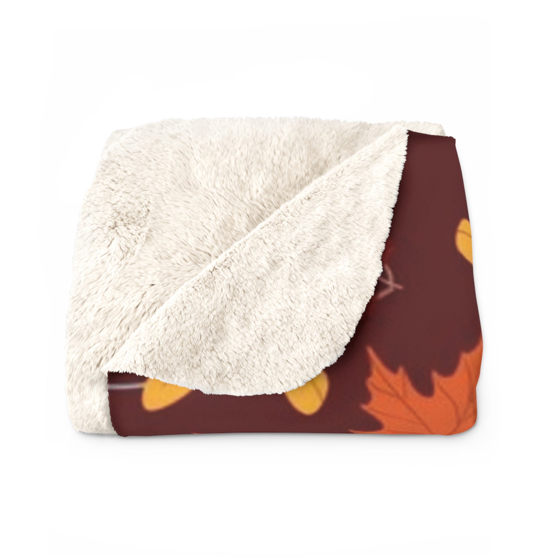 Cozy Dark Red Autumn Leaves Sherpa Fleece Blanket - Fall Season Home Decor