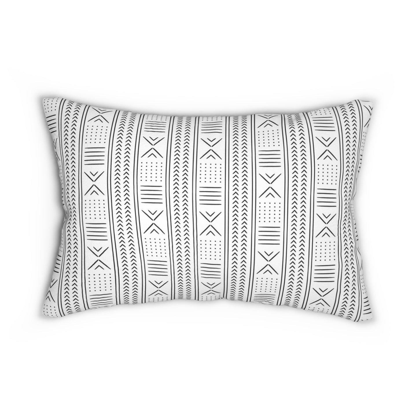 Handcrafted Mudcloth Black White Vertical Design Spun Polyester Decorative Pillow