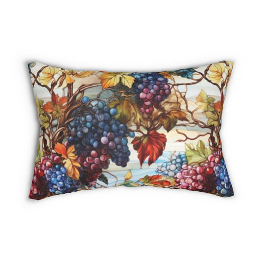 Rustic Vintage Grapevine Autumn Spun Polyester Decorative Lumbar Pillow 