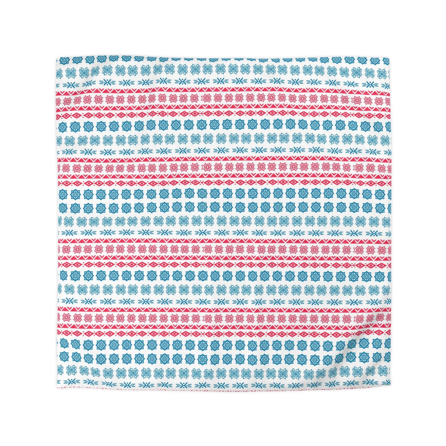 Tribal Aztec Blue Red Hand Painted Duvet Cover - Cultural Heritage Inspired Bedding