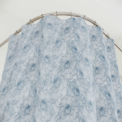 Blue Transparent Floral Shower Curtain