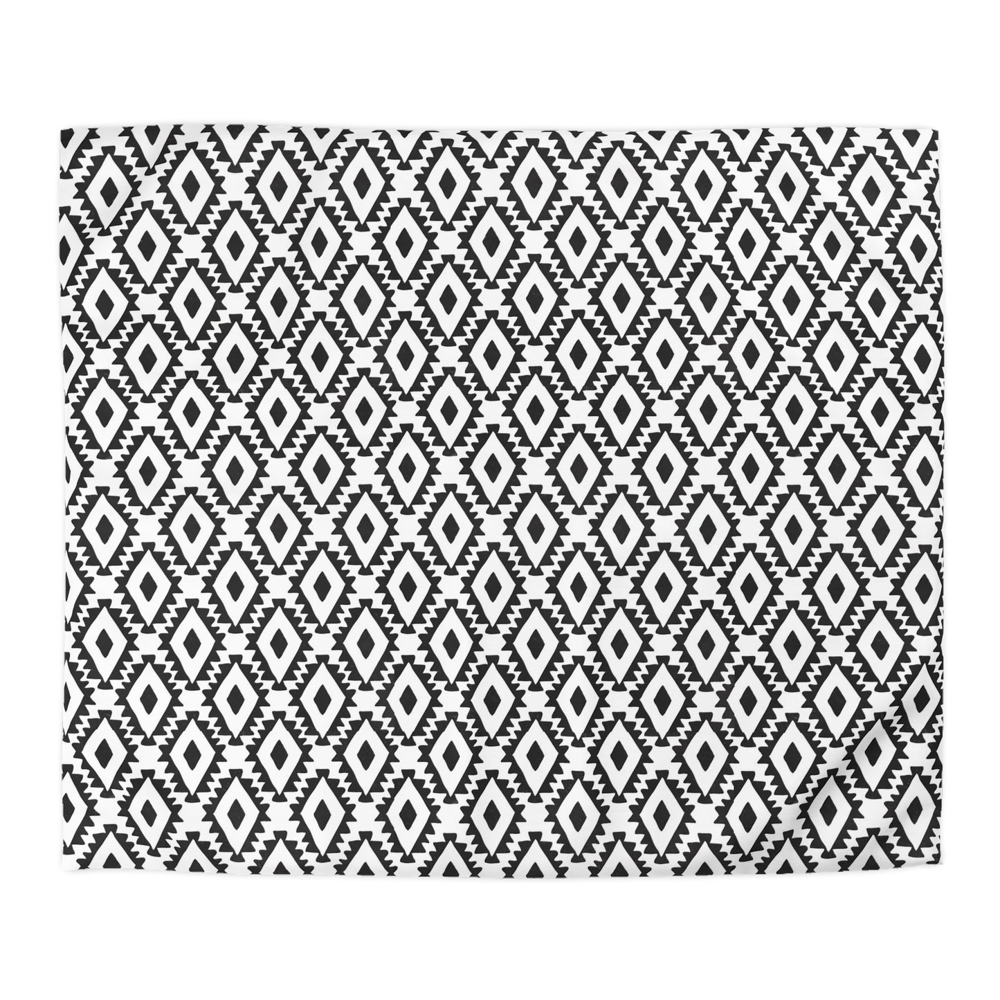 Modern Aztec Geometrics Black and White Microfiber Duvet Cover - Unique Geometric Pattern Bedding