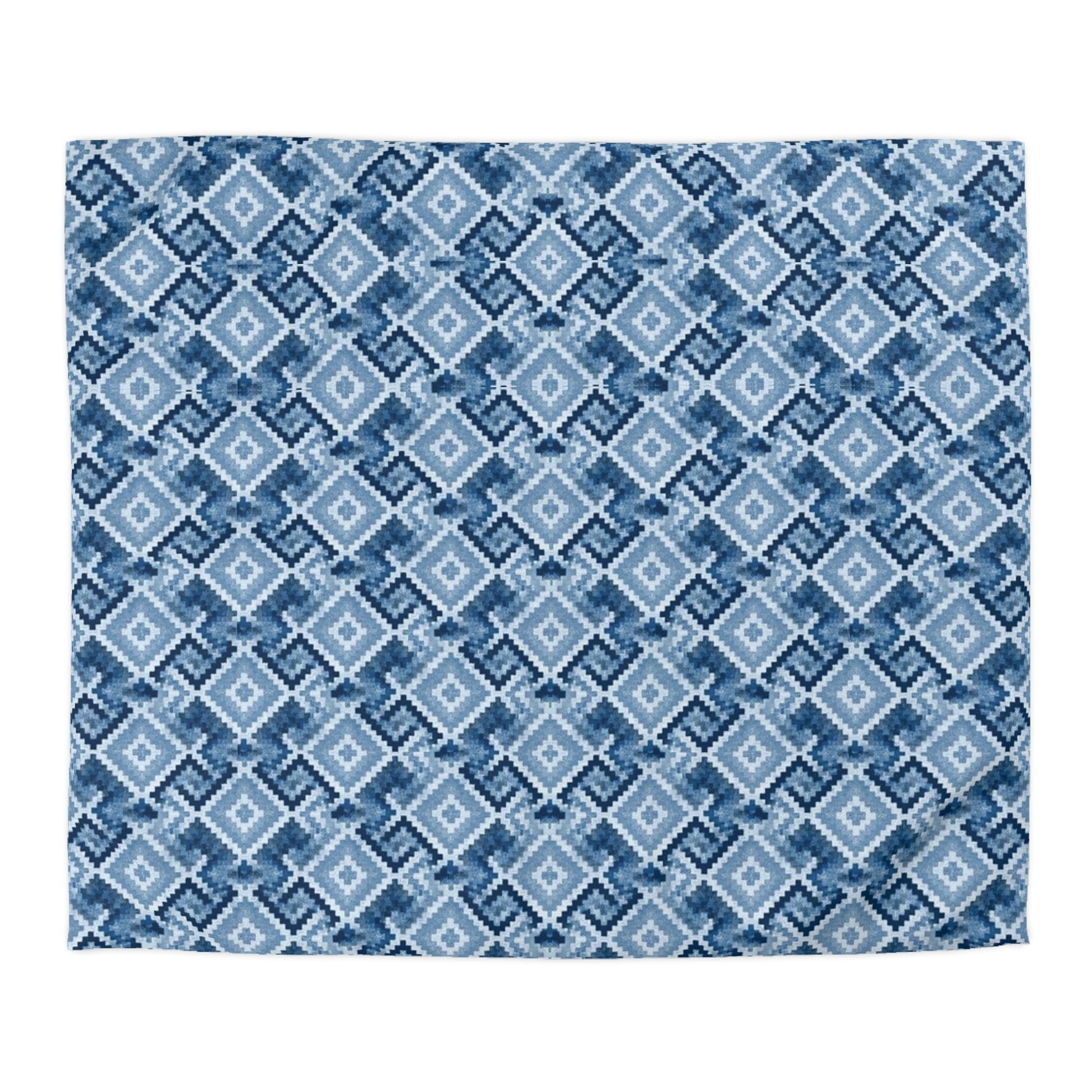 Kilim Inspired Blue Microfiber Duvet Cover