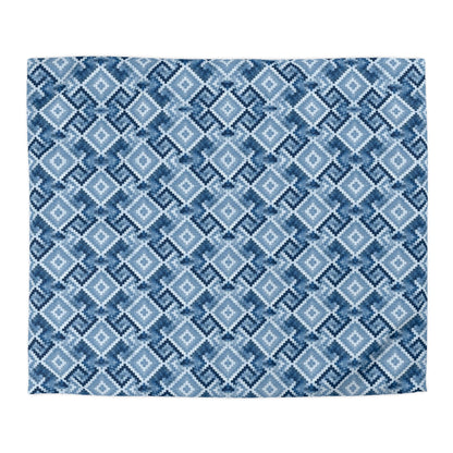 Kilim Inspired Blue Microfiber Duvet Cover