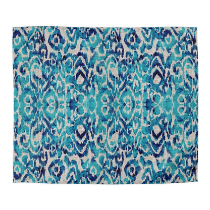 Peacock Blue Ikat Motif Duvet Cover - Exotic Bohemian Home Decor