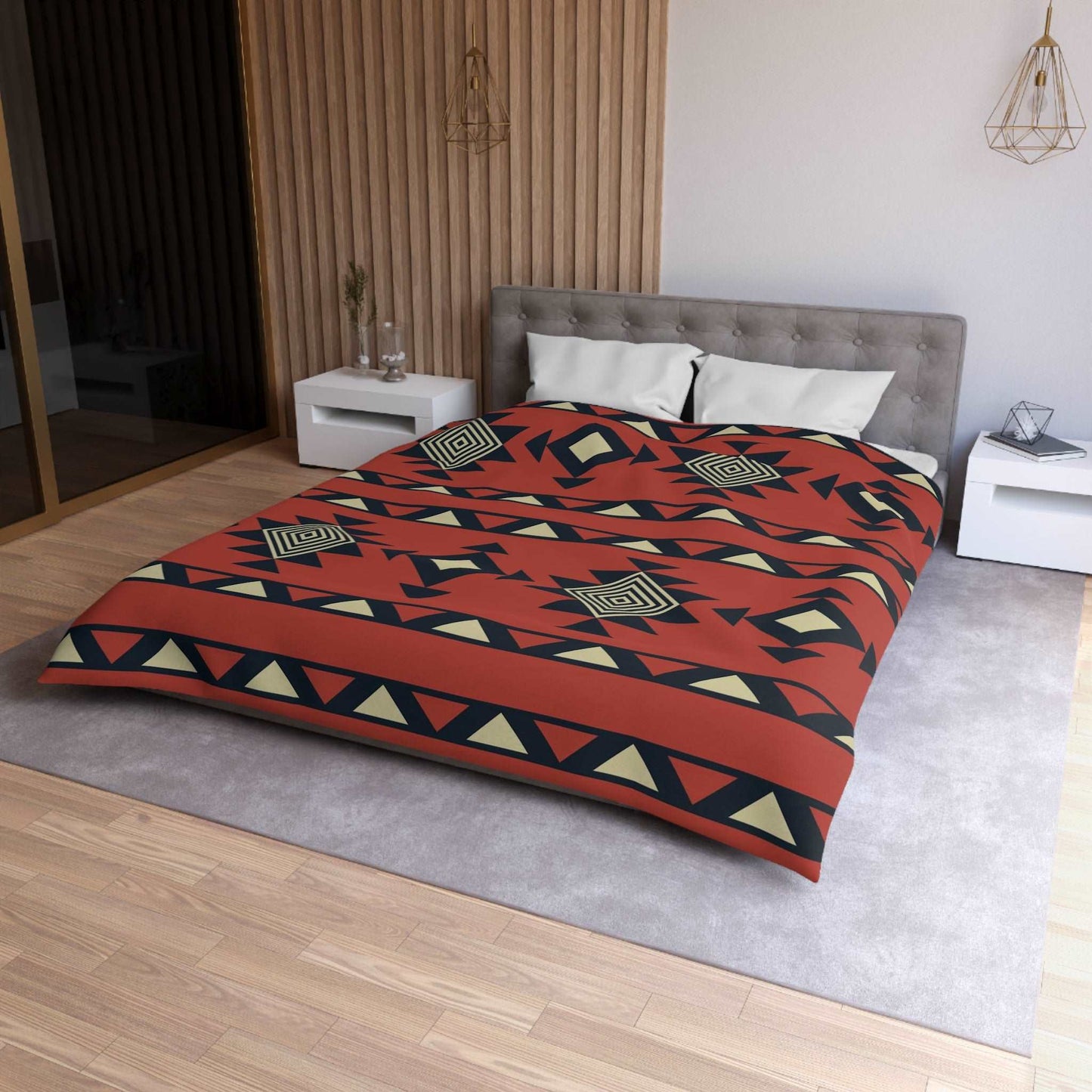 Aztec Bohemian Terracotta Pattern Duvet Cover - Unique Ethnic Tribal Home Decor