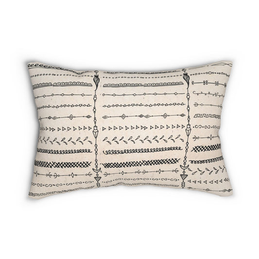 Handcrafted Vintage Bohemian Aztec Design Spun Polyester Decorative Lumbar Pillow