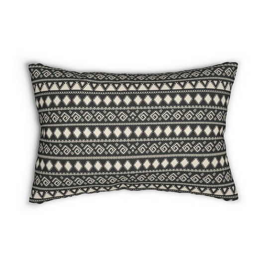 Handcrafted Aztec Vintage Design Spun Polyester Decorative Lumbar Pillow