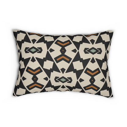 Unique Ethnic Geometric Tribal Pattern Spun Polyester Lumbar Pillow