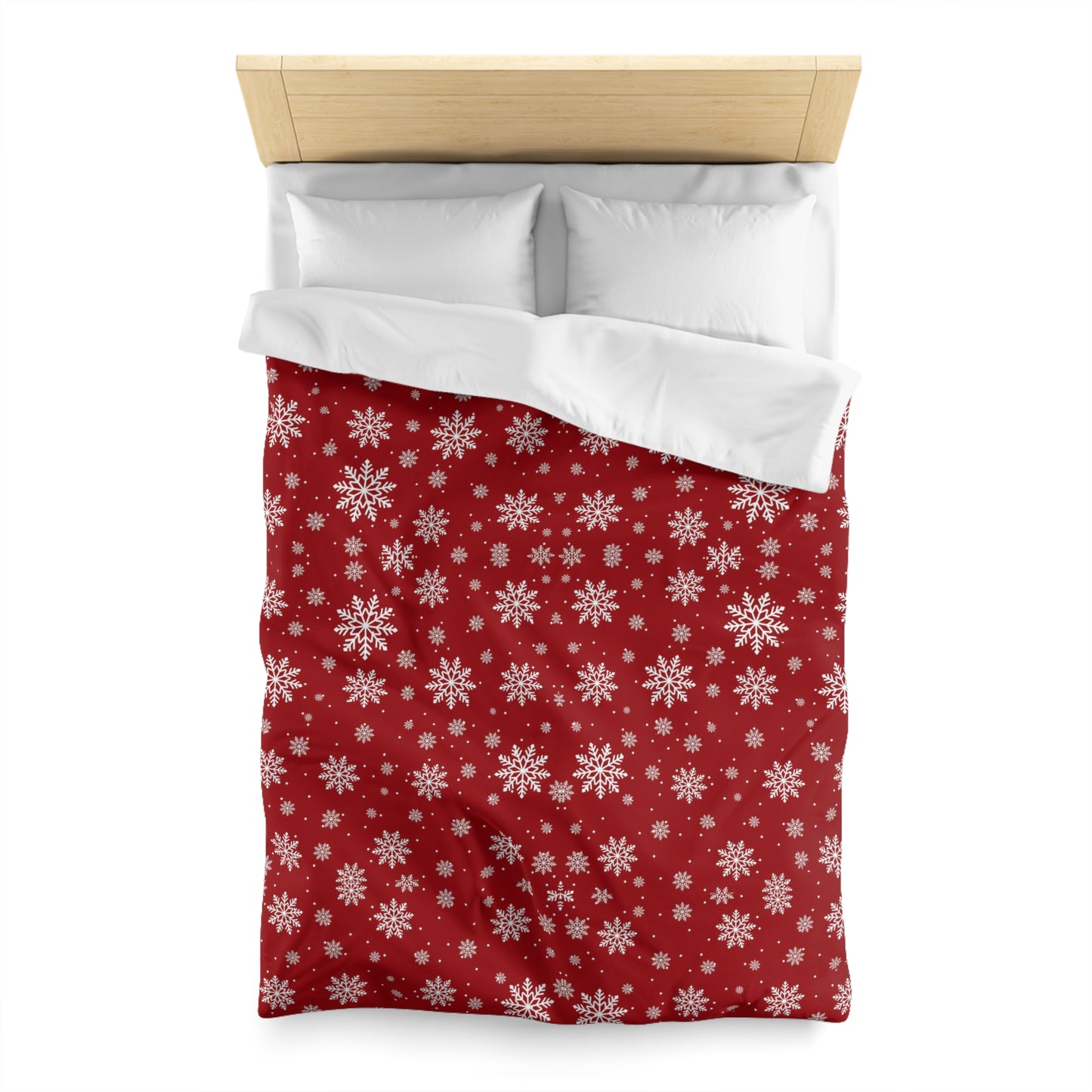 Duvet Cover - Traditional Christmas Background with Snowflakes