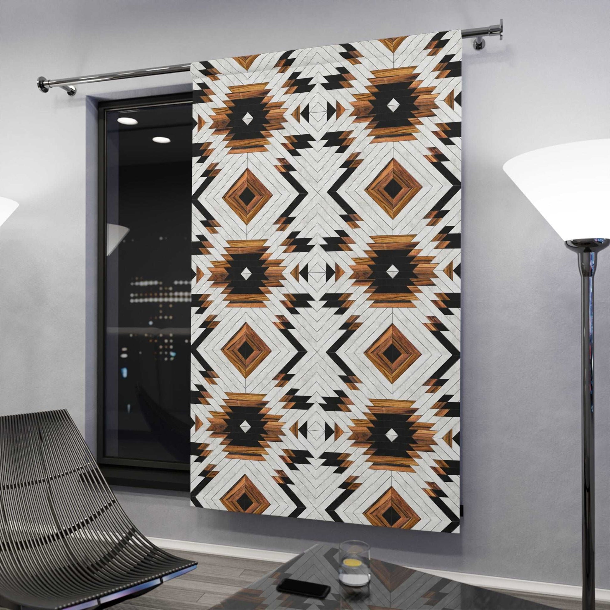 Aztec Pattern Blackout Curtain - Urban Tribal Style Window Decor, Total Light Blockage and Thermal Insulation for Bedroom and Office