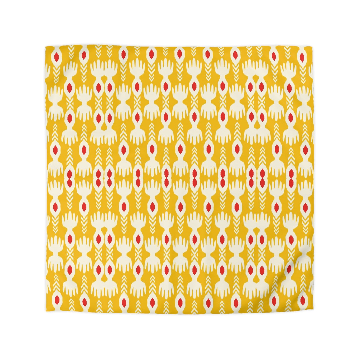 Tribal Yellow Ikat Microfiber Duvet Cover - Exotic Bohemian Global-Inspired Tribal Pattern Bedroom