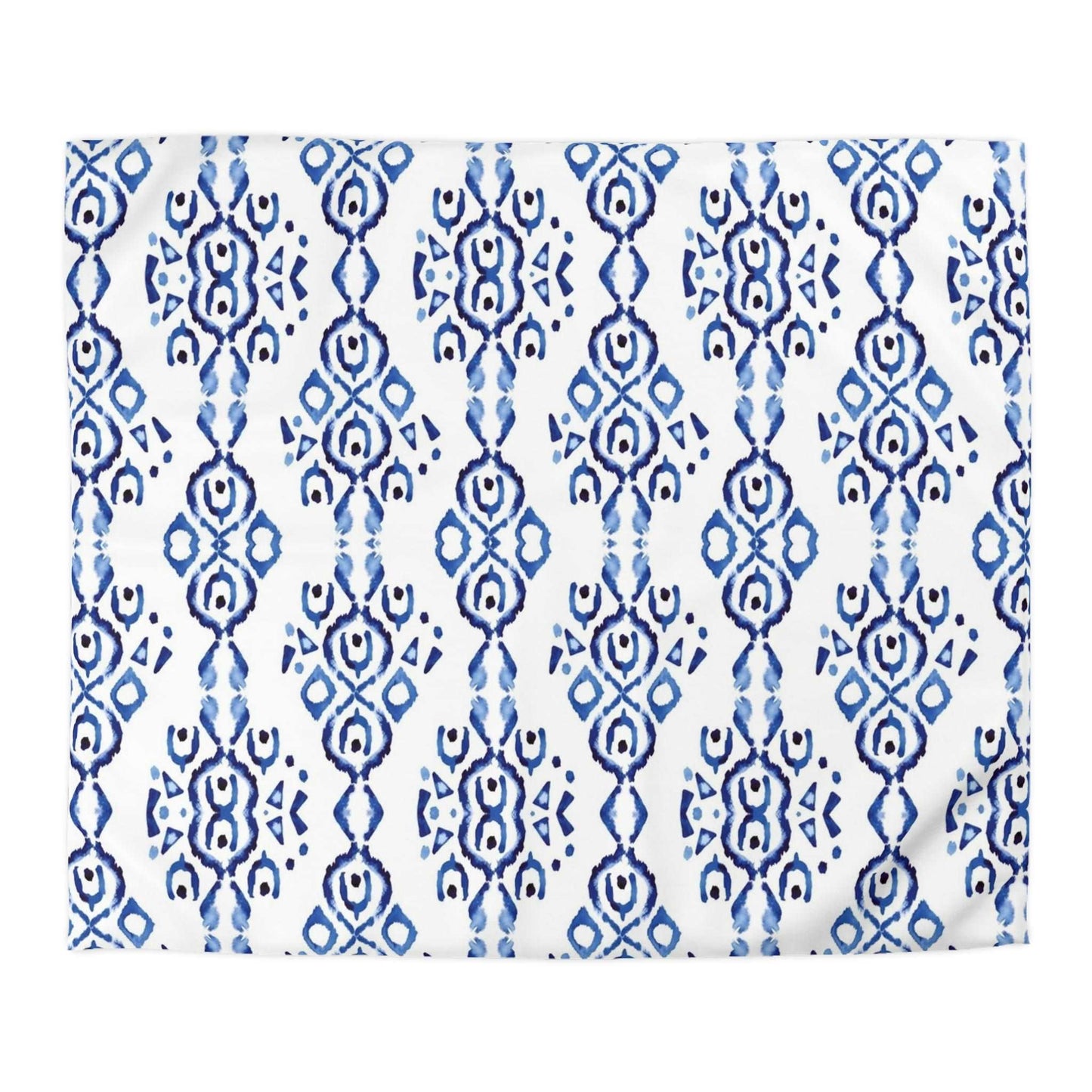 Blue Indigo Ikat Microfiber Duvet Cover - Soft and Vibrant Global-Inspired Microfiber Bedding