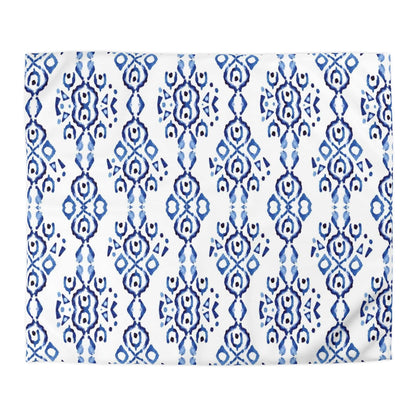 Blue Indigo Ikat Microfiber Duvet Cover - Soft and Vibrant Global-Inspired Microfiber Bedding