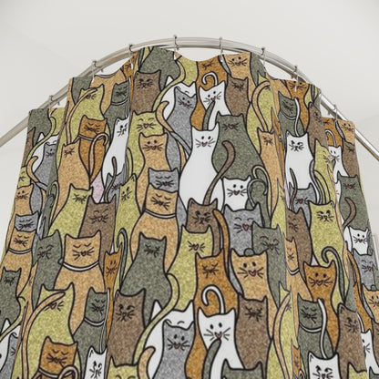 Seven Kittens Shower Curtain - Cute Kitten Pattern Bathroom Accessories