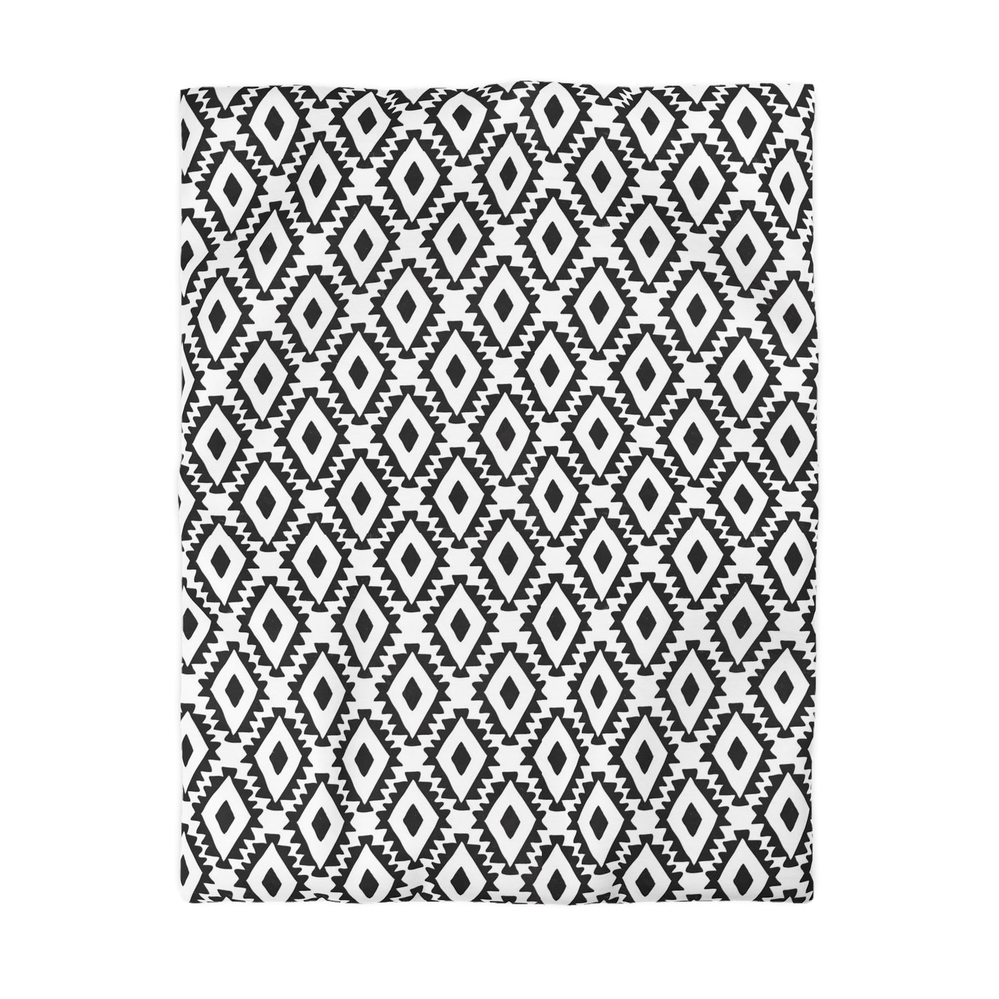 Modern Aztec Geometrics Black and White Microfiber Duvet Cover - Unique Geometric Pattern Bedding