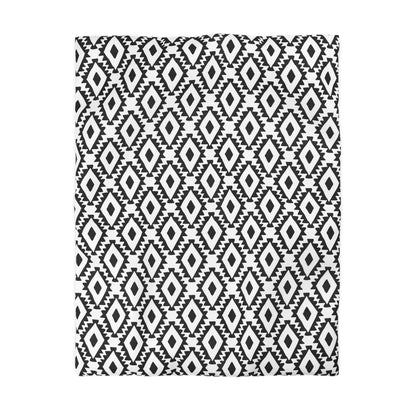 Modern Aztec Geometrics Black and White Microfiber Duvet Cover - Unique Geometric Pattern Bedding