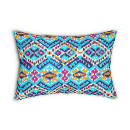 Native American Tribal Ikat Pattern Spun Polyester Lumbar Pillow