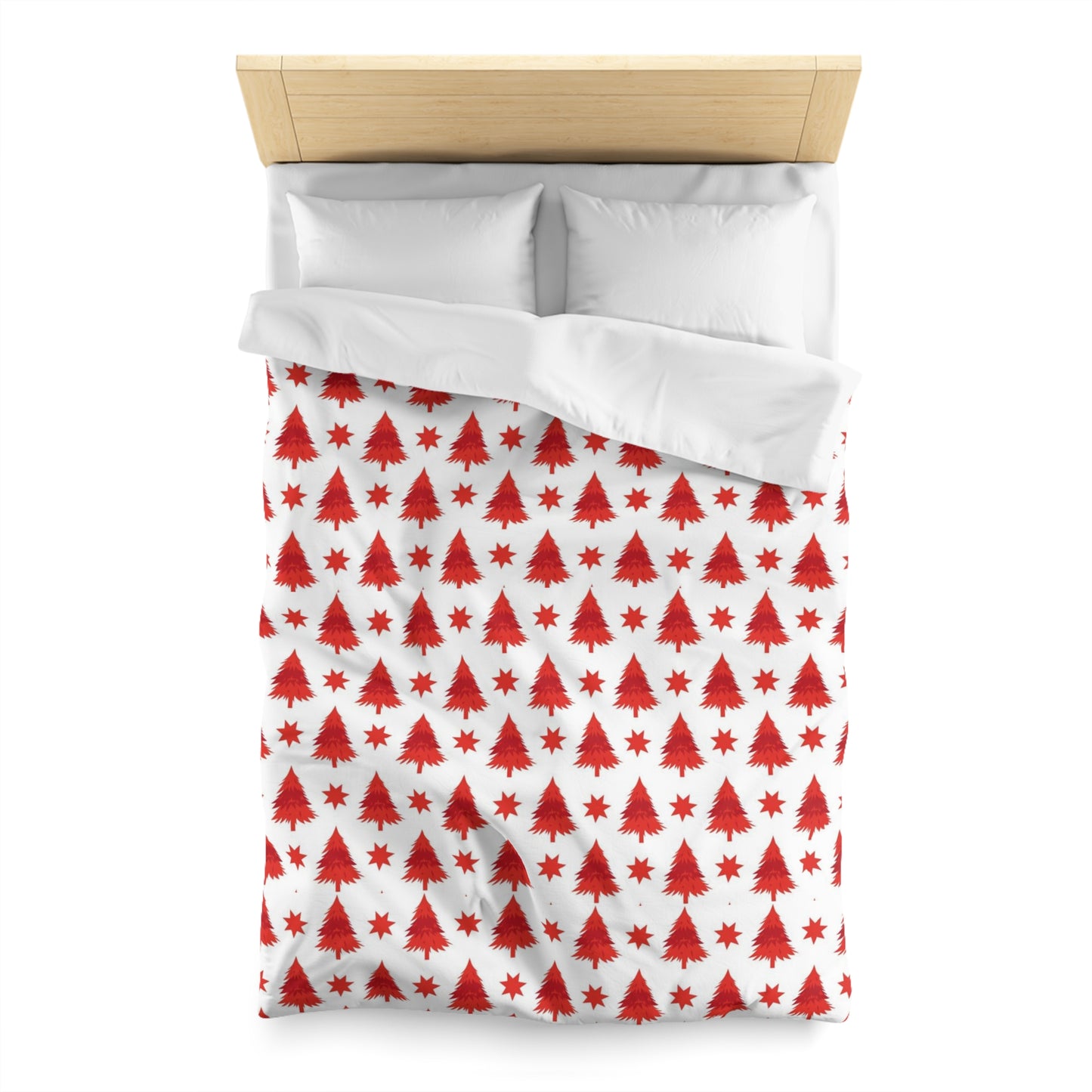 Duvet Cover - Christmas Stars and Trees in Red